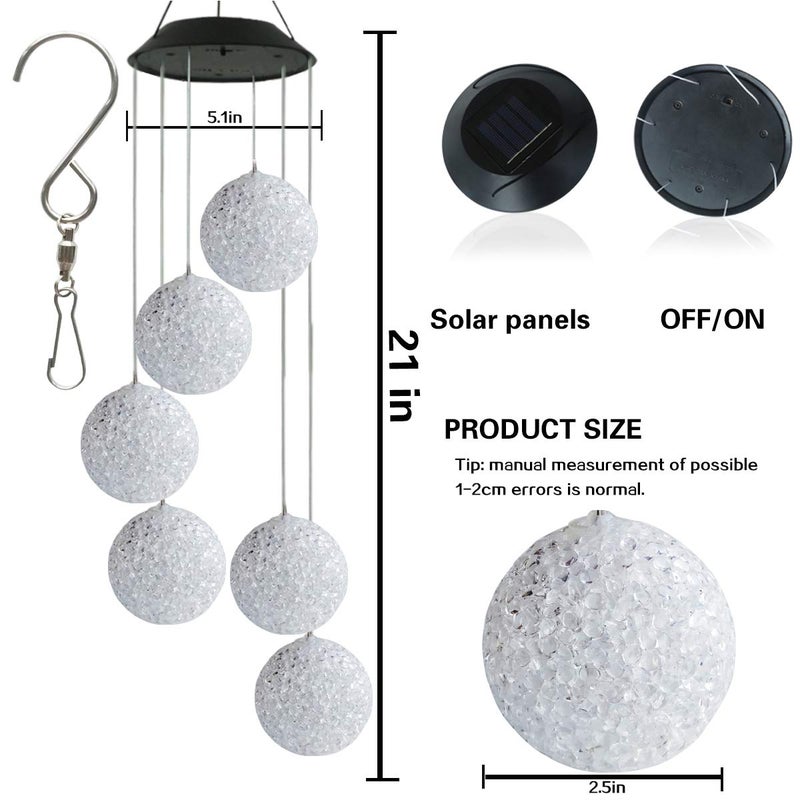 Topspeeder Color Changing Solar Power Wind Chime Spiral Spinner Crystal Ball Wind Mobile Portable Waterproof Outdoor Decorative Romantic Wind Bell Light for Patio Yard Garden Home (Crystal Ball) - Image 3